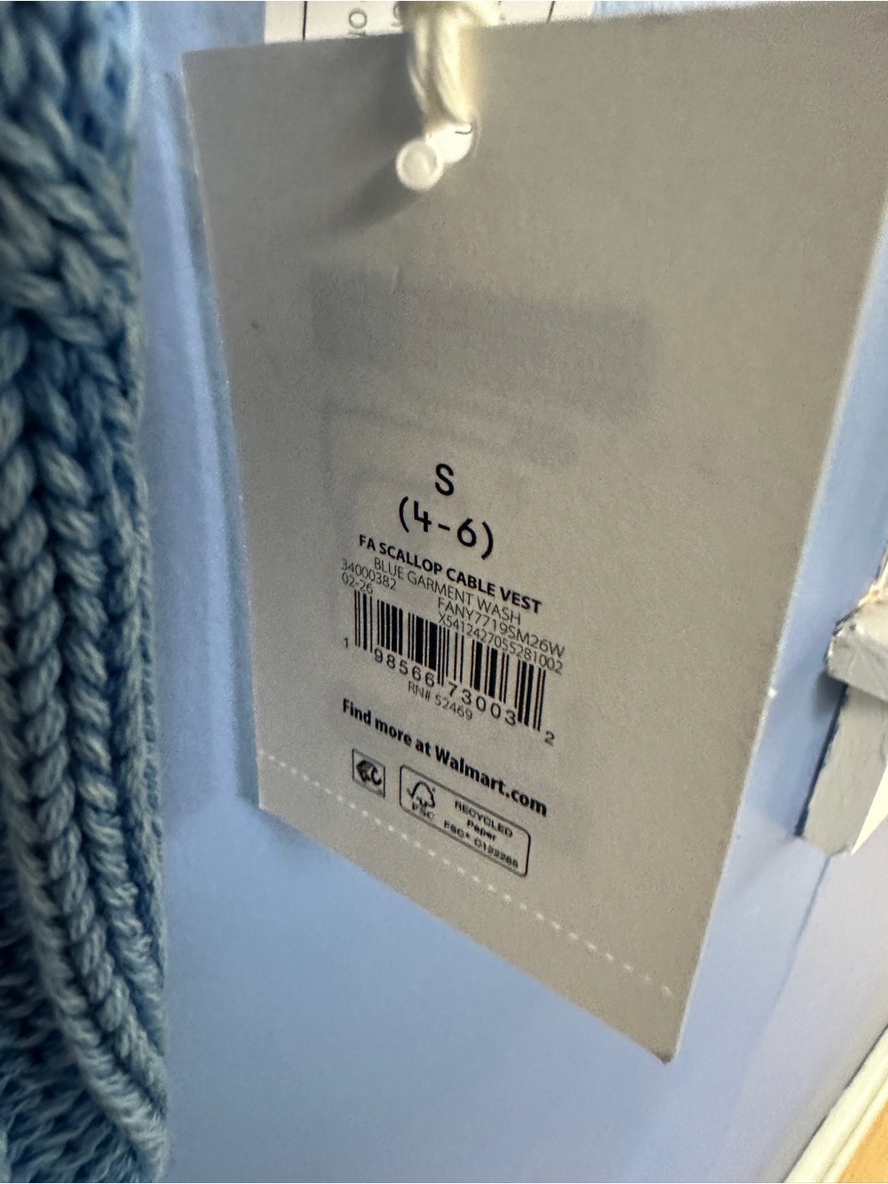 Cable Knit Sleeveless Sweater - Light Blue - Picture 5 of 5
